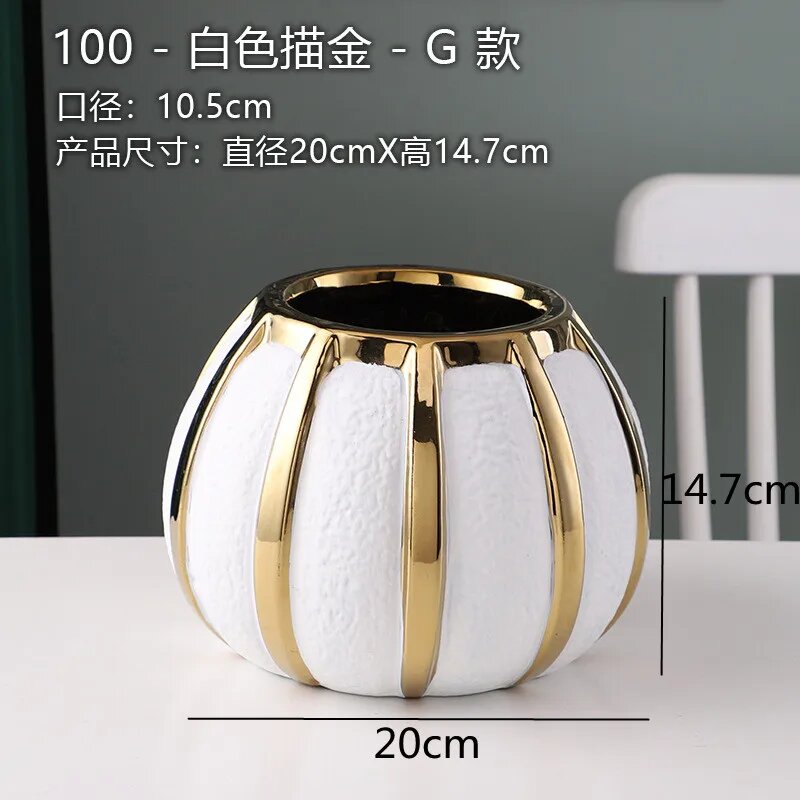 Керамическая ваза из белого золота L 20x14.7cm