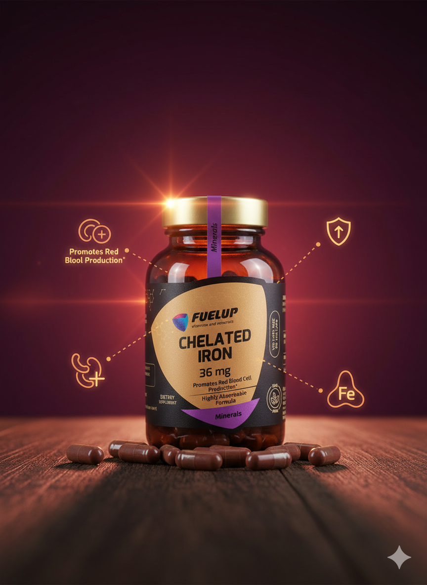 FuelUp Chelated Iron 36mg 90 veg caps Red Blood Cell , ФуелУП 36 мг 90 капс