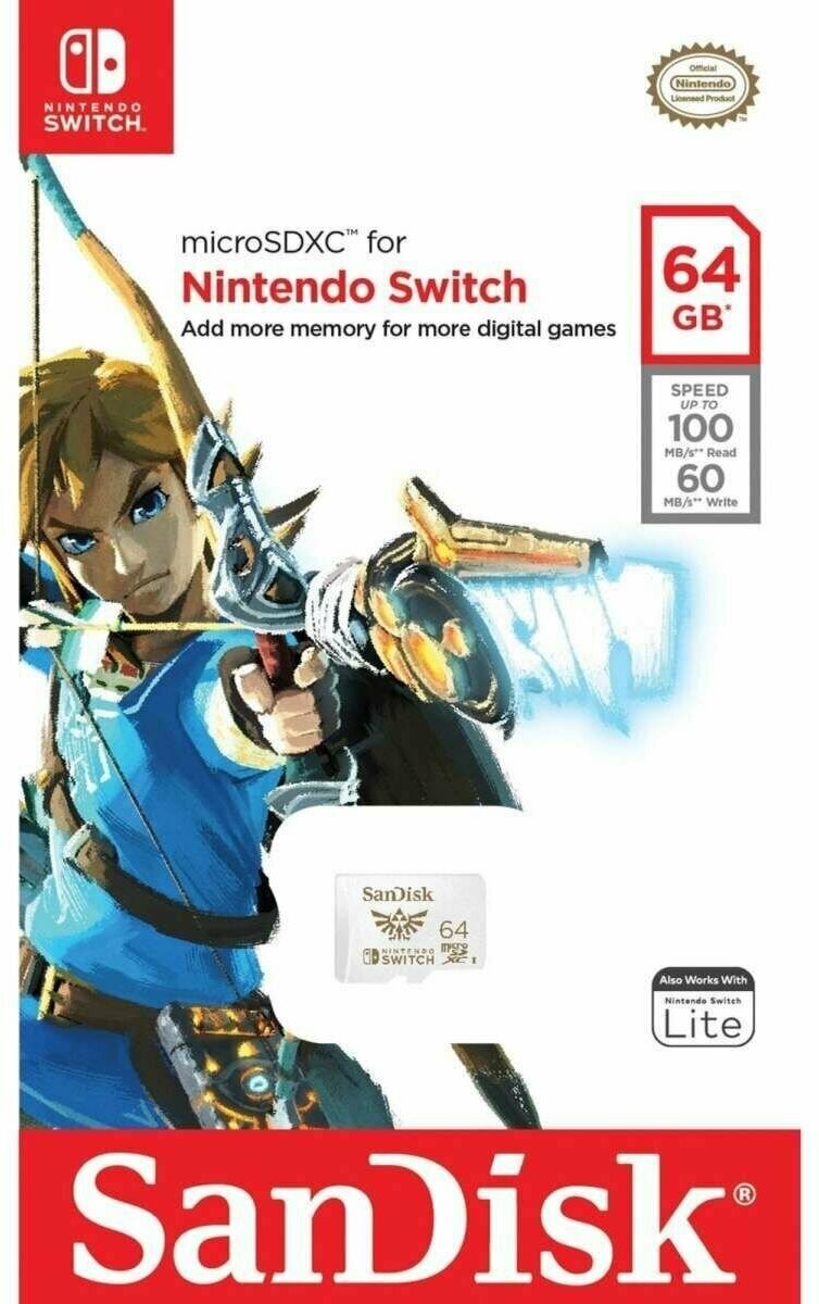 Micro SD 64GB SanDisk microSDXC Class 10 UHS-I A1 C10 V30 U3 for Nintendo Switch 100MB/s SDSQXAT-064G-GN3ZN