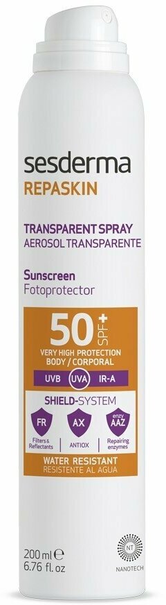 REPASKIN TRANSPARENT SPRAY Body sunscreen SPF 50 – Спрей солнцезащитный прозрачный для тела СЗФ 50, 200 мл (Aerosol)