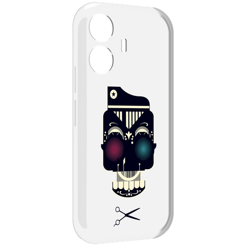 Чехол MyPads черно белый скелет с яркими глазами для Vivo Y77E / Vivo iQOO Z6 Lite задняя-панель-накладка-бампер