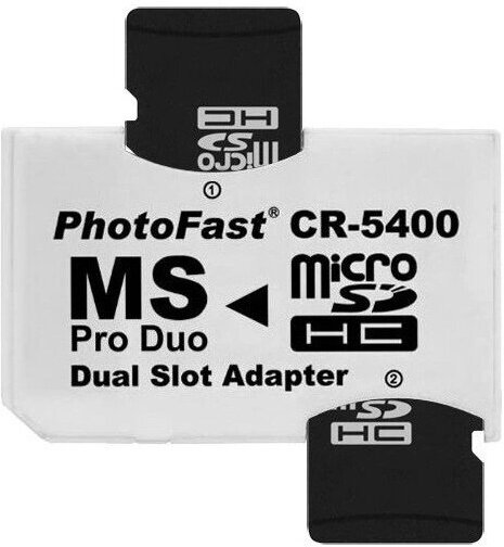 Адаптер двух карт micro SD (microsd) в Memory Stick MS Pro Duo для Sony PSP, белый