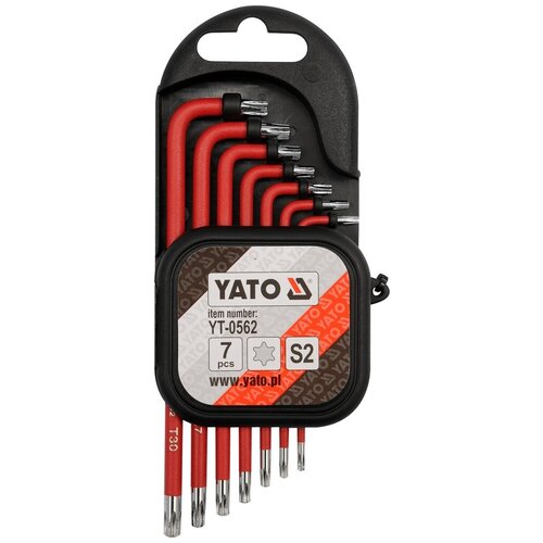 Набор имбусовых ключей YATO YT-0562, 7 предм., черный/красный набор имбусовых ключей yato yt 0504 10 предм серебристый
