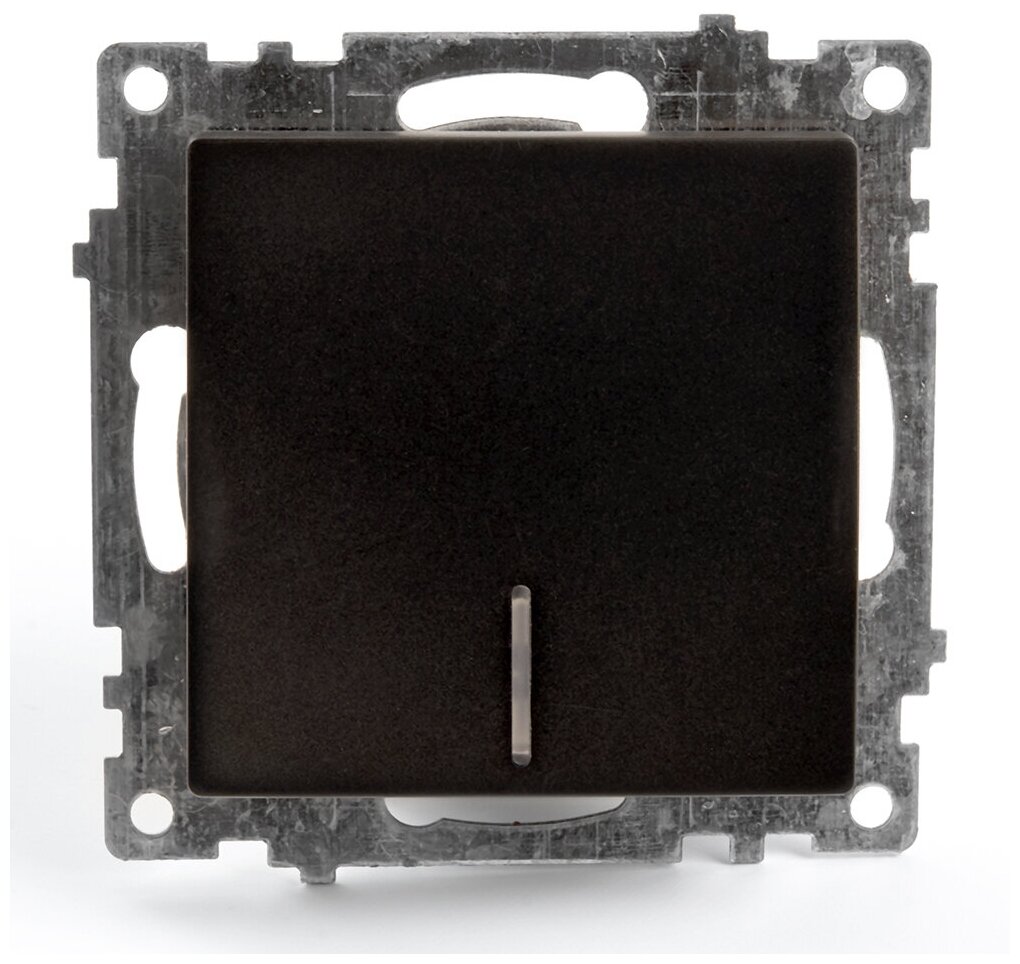 Выключатель 1-клавишный c индикатором (механизм), 250В, 10А, серия Катрин, GLS10-7101-05, черный арт. 39605