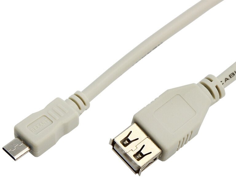 Кабель USB (штекер micro USB - гнездо USB A) 0.2 м для подключения устройств цвет: Серый