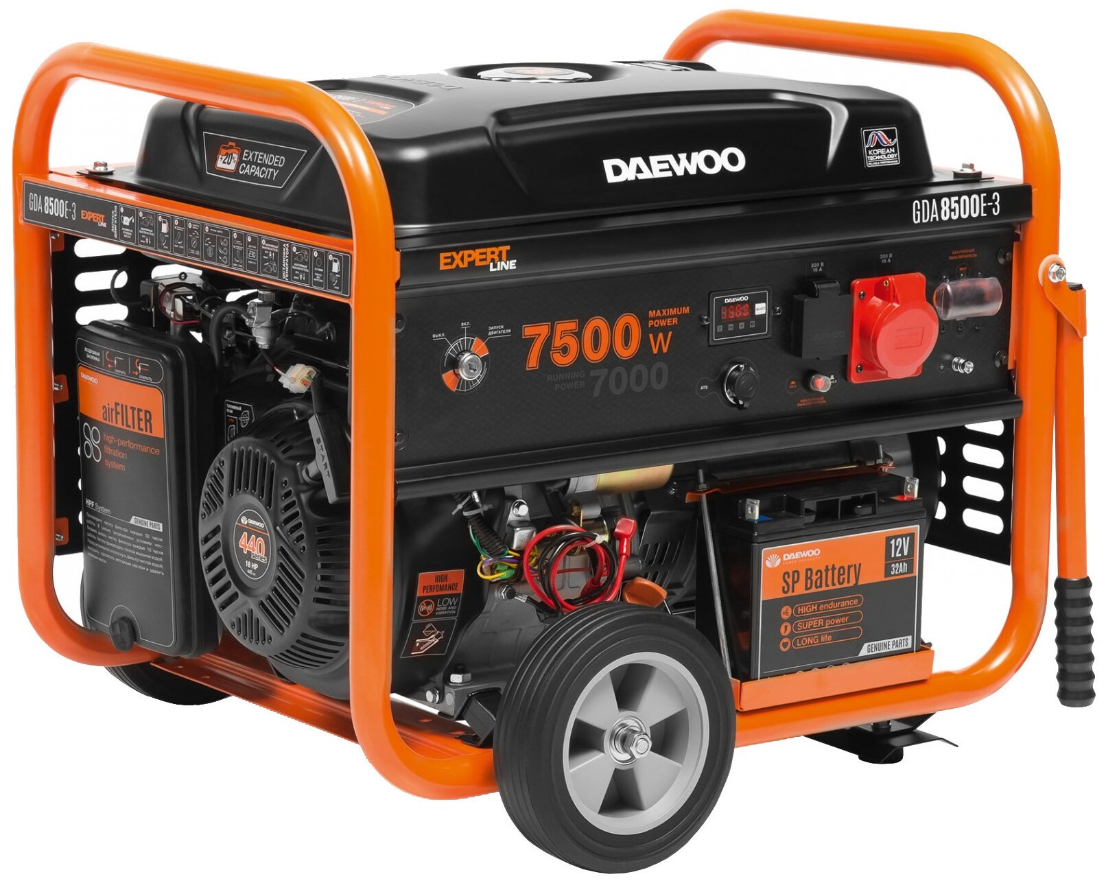 Бензиновый генератор Daewoo Power Products GDA 8500E-3, (7500 Вт)