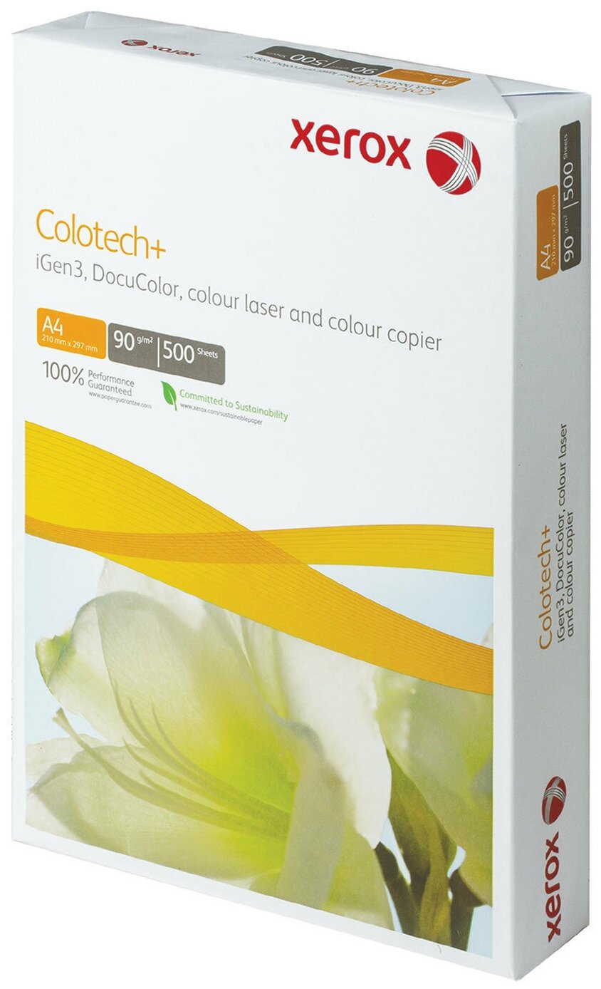 Бумага XEROX COLOTECH PLUS А4, 90 г/м, 500 л, д/полноцв. лазерной печати, А++, Австрия, 170%(CIE)