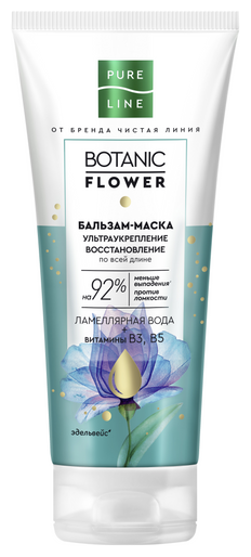 Чистая линия PURE LINE BOTANIC FLOWER бальзам-маска ультраукрепление и восстановление, 200 мл, туба