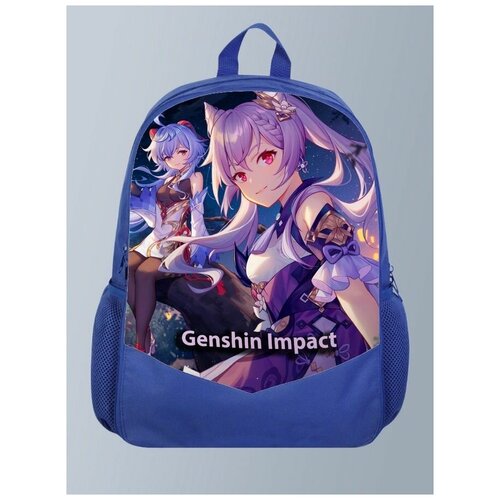 фото Голубой рюкзак с принтом игры геншин genshin impact, фэнтази, рпг - 15 brutbag