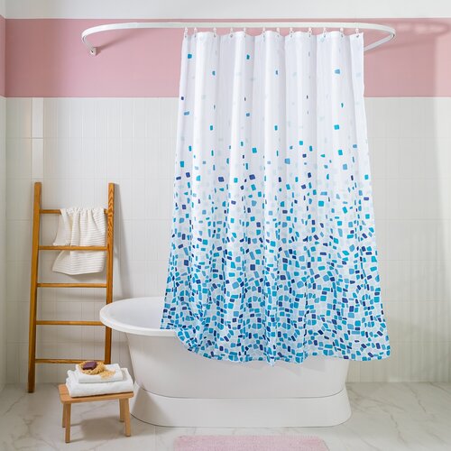 Занавеска (штора) Mozaic для ванной комнаты тканевая 180х180 см, цвет синий