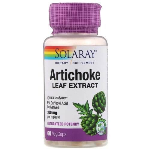 Капсулы Solaray Artichoke Leaf Extract, 80 г, 300 мг, 60 шт.