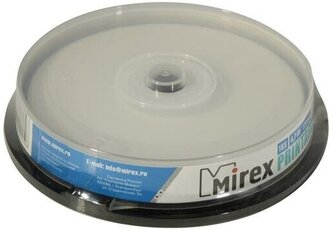 Оптический диск DVD плюс R 4.7 Гб Mirex 16-ск. с поверхностью для струйной печати в упаковке 10шт.