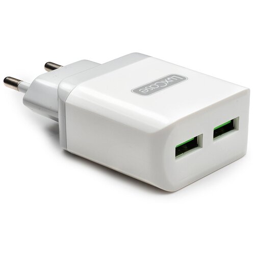 Зарядное устройство сетевое 2 USB 3.2А от LuxCase / Белое