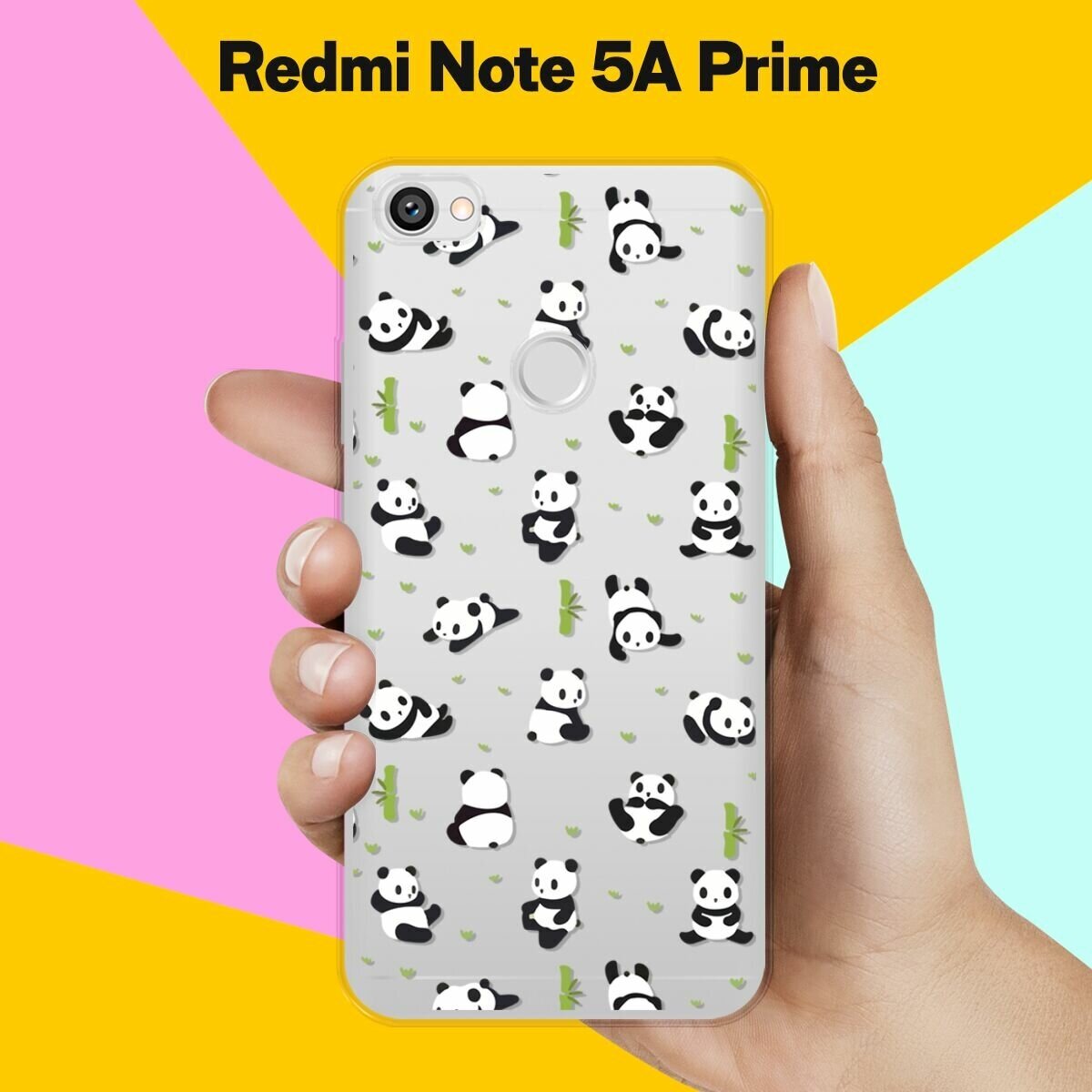 Силиконовый чехол на Xiaomi Redmi Note 5A Prime Панды / для Сяоми Редми Ноут 5А Прайм