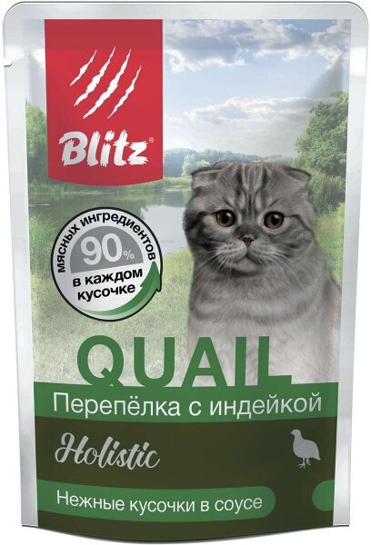 Blitz Holistic Пауч для кошек Перепелка с Индейкой в соусе 85гр 85 гр x 12 шт.