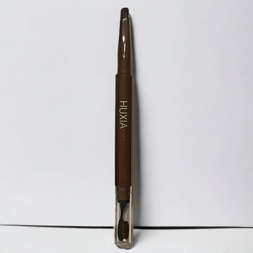 HuxiaBeauty, карандаш для бровей 2 в 1 с щеточкой, водостойкий, тон 02, светло-коричневый