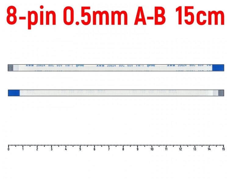 Шлейф тачпада для ноутбука Asus X550Z FFC 8-pin Шаг 0.5mm Длина 15cm Обратный A-B AWM 20624 80C 60V VW-1