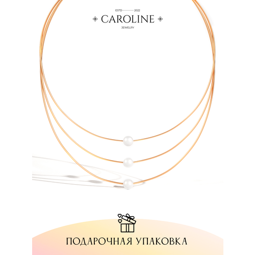 Колье Caroline Jewelry, жемчуг имитация, длина 47 см, золотой