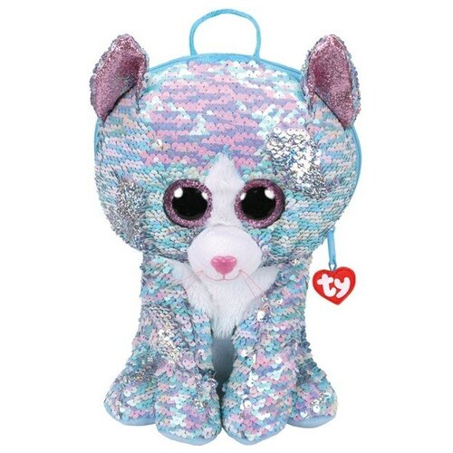 рюкзак игрушка ty кошка вимси голубой с пайетками TY Рюкзак мягконабивной Whimsy кошечка с пайетками (95033), голубой
