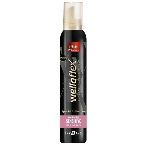 Пена мусс Wella Wellaflex Sensitive без отдушки с маслом макадамии 200 мл (из Финляндии)