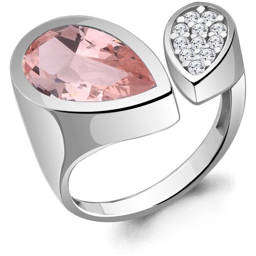 фото Кольцо diamant online, серебро, 925 проба, морганит, фианит, размер 18.5, розовый