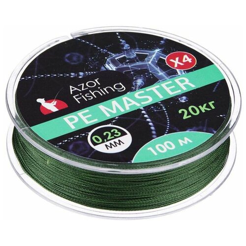 плетеный шнур azor pe master d 0 16 мм 100 м 9 кг зеленый 1 шт Плетеный шнур AZOR PE Master d=0.23 мм, 100 м, 20 кг, зеленый, 1 шт.