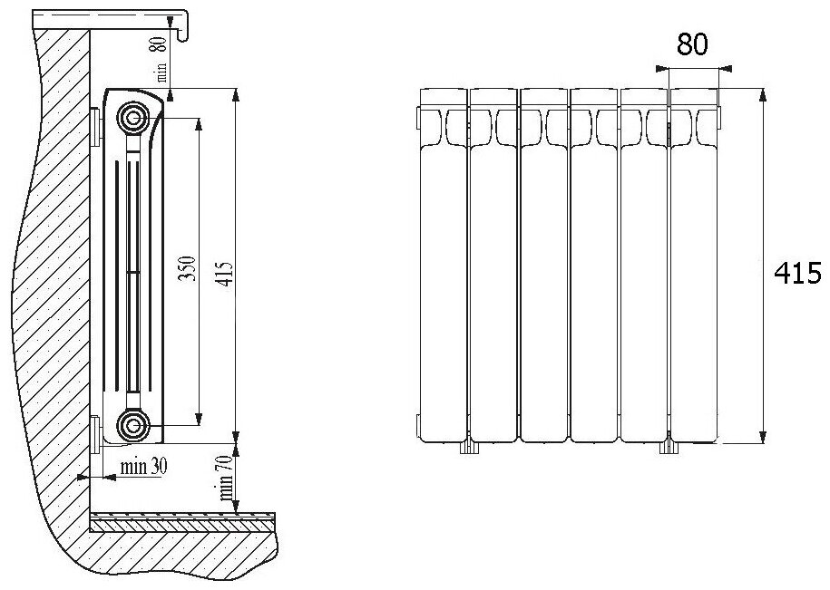 Радиатор секционный Rifar Monolit Ventil 350, кол-во секций: 6, 8.04 м2, 804 Вт, 540 мм.биметаллический - фотография № 7
