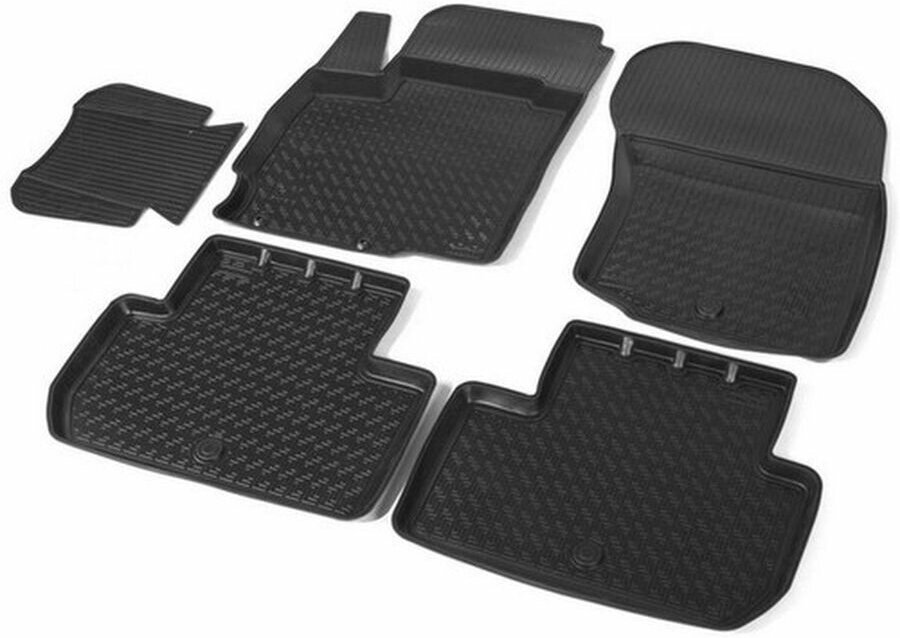 фото Коврики салона Mitsubishi Outlander черный полиуретан Rival 14002002