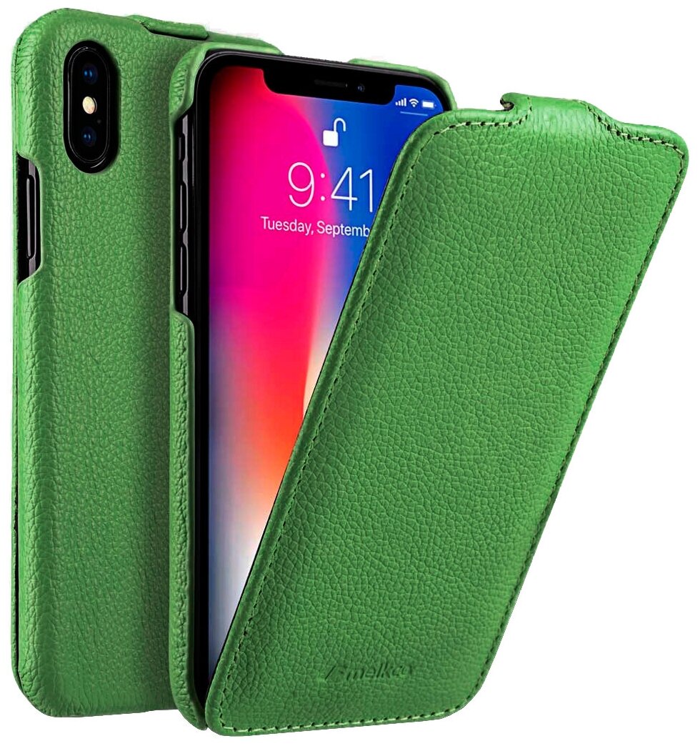 Кожаный чехол Melkco для Apple iPhone X/Xs - Jacka Type - зеленый