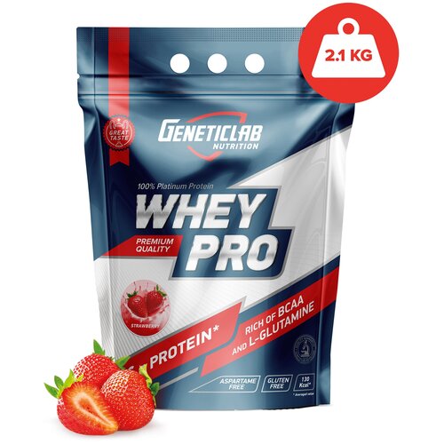 Протеин Geneticlab Nutrition Whey Pro, 2100 гр., клубника протеин geneticlab nutrition whey pro 1000 гр банан