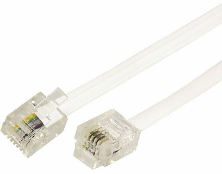 фото Телефонный шнур, удлинитель RJ-11(6P-4C), длина 25 метров, белый Rexant, 1шт