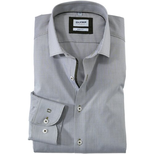 фото Рубашка мужская olymp level five body fit серо-зеленая клетка арт. 20882446 размер 39