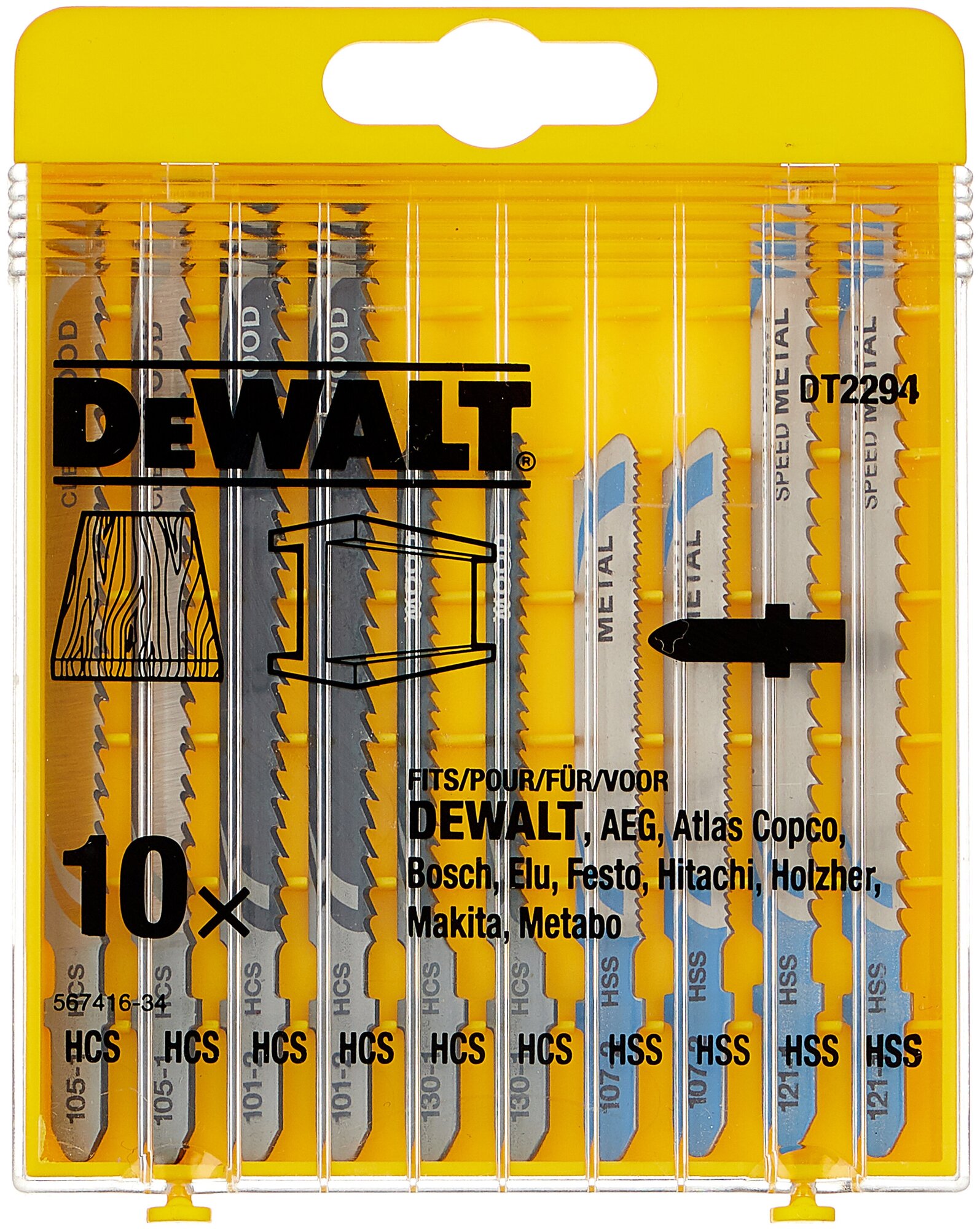 Пилки для лобзика по металлу/дереву DEWALT DT2294, 10 шт. - фотография № 1
