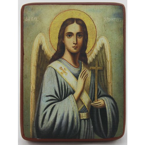Православная Икона Святой Ангел Хранитель, деревянная иконная доска, левкас, ручная работа (Art.1143Мм)
