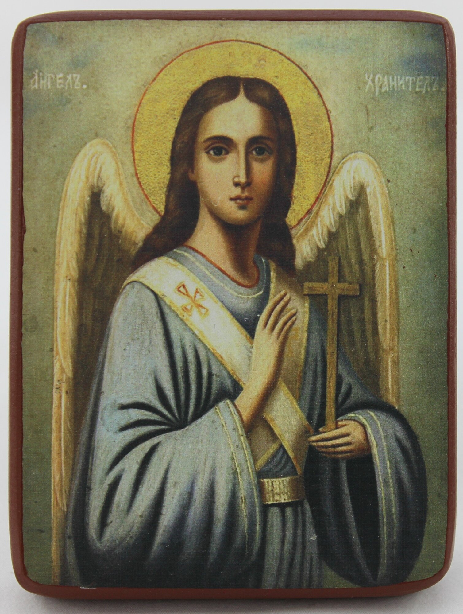 Православная Икона Святой Ангел Хранитель, деревянная иконная доска, левкас, ручная работа (Art.1143Мм)