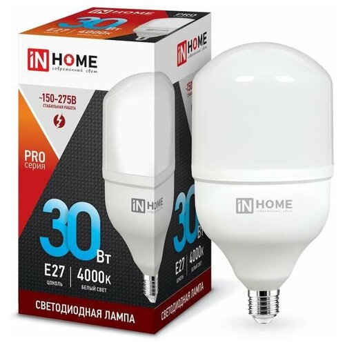 фото In home лампа светодиодная led-hp-pro 30вт 230в 4000к e27 2700лм in home 4690612031071