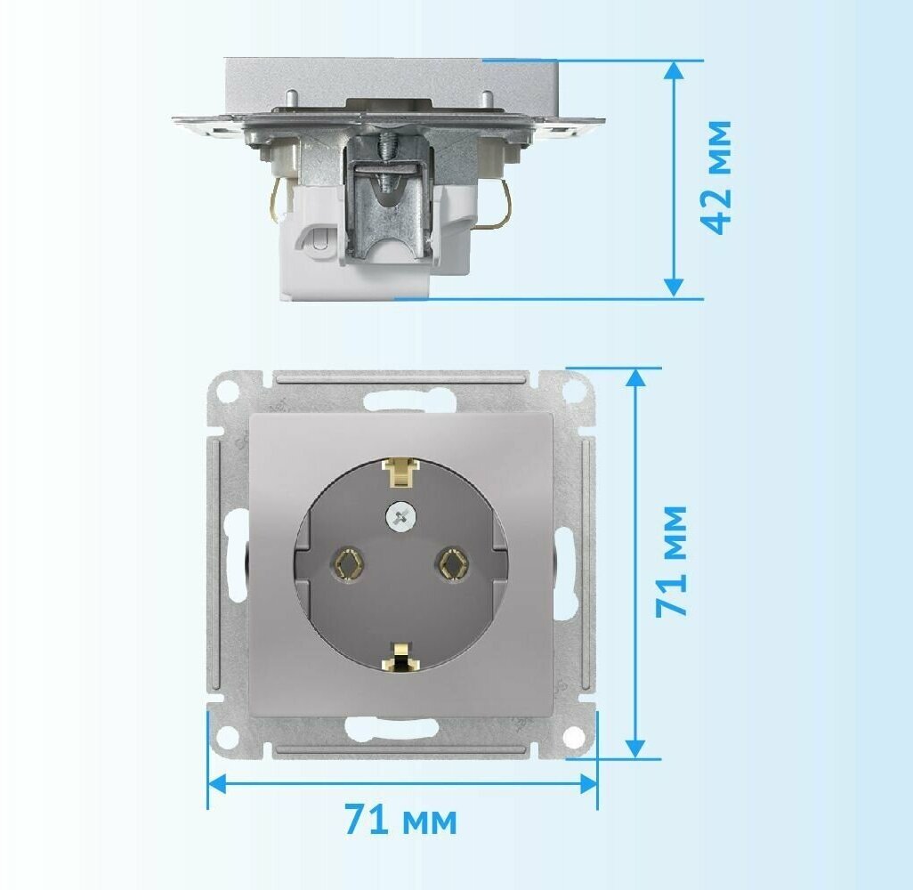 Механизм розетки Schneider Electric AtlasDesign с заземлением, 16А, Алюминий (комплект 3шт) - фотография № 3