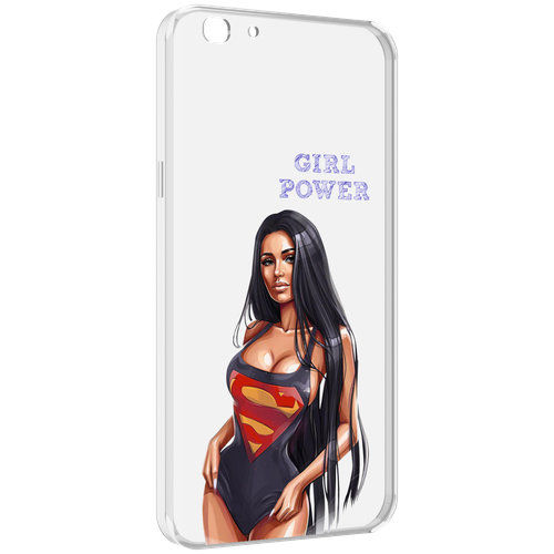 Чехол MyPads Девушка-супермен женский для Oppo A77 / F3 (2017 год) задняя-панель-накладка-бампер