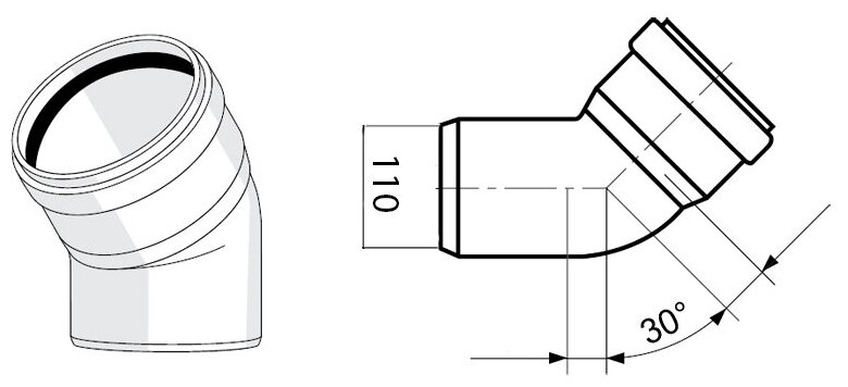 Отвод ø 110х30° Rehau Raupiano полипропилен 123135 - фото №6