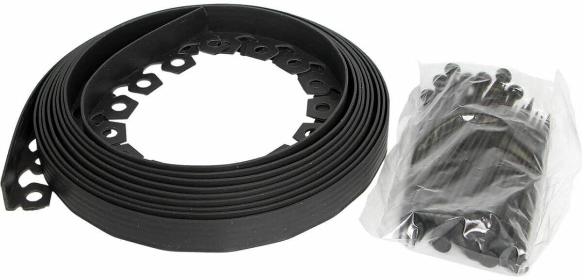 фото Гибкий бордюр Протэкт 10 м х 55 мм, с колышками 30 шт, чёрный ПБГ-55/10