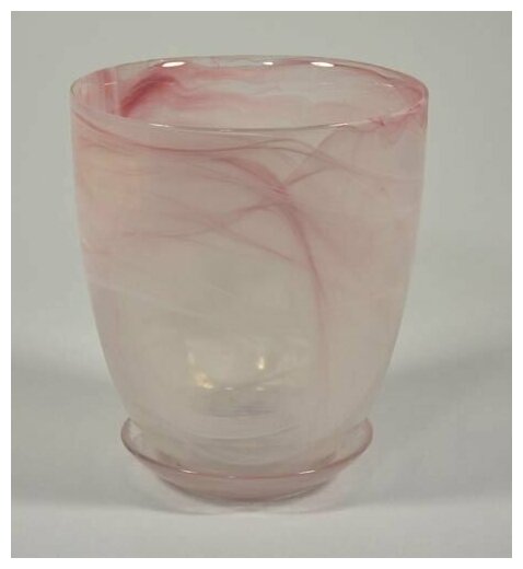 Стеклянный горшок с поддоном розовый Объем - 2 л диаметр - 15.5 см