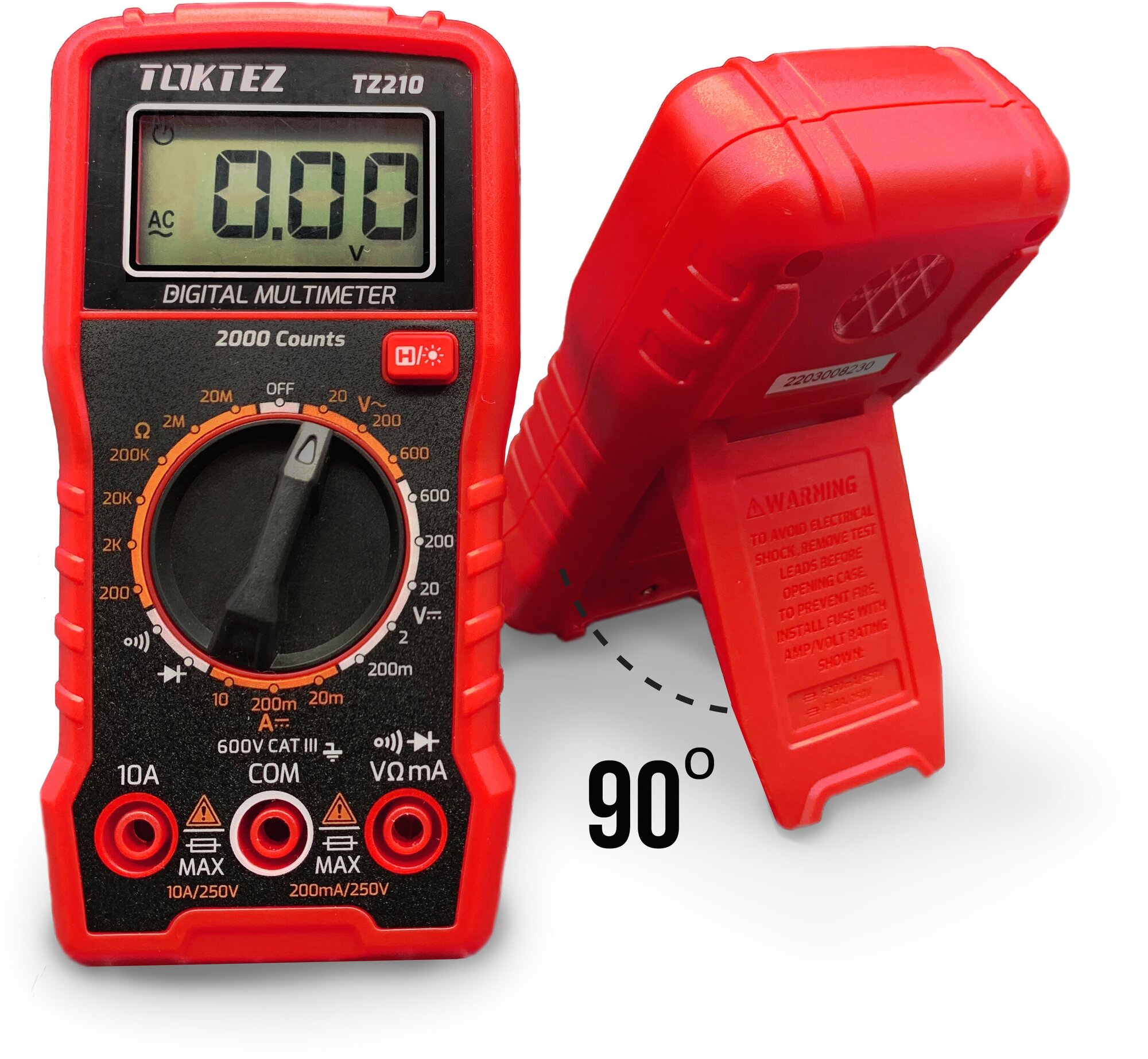 Цифровой Мультиметр TOKTEZ TZ210 с Сумкой, тестер c прозвонкой для профессиональных и бытовых нужд, тестер автомобильный