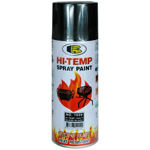 Жаростойкая спрей краска Bosny Hi Temp Spray Paint 520 мл черная Gloss Black