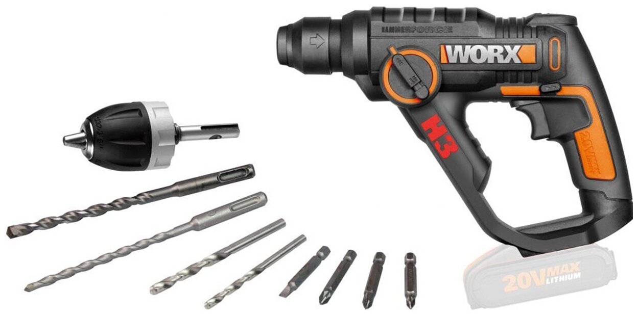 Перфоратор аккумуляторный Worx WX390.9 без аккумулятора20 Вт