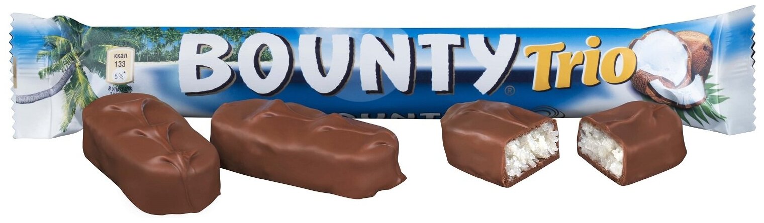 Шоколадный батончик Bounty Trio , (набор 24 шт по 82,5 г) - фотография № 4