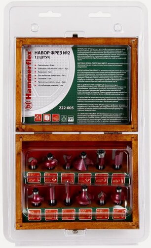 Изображение товара Набор фрез по дереву Hammer 222-005, №2, 12 шт