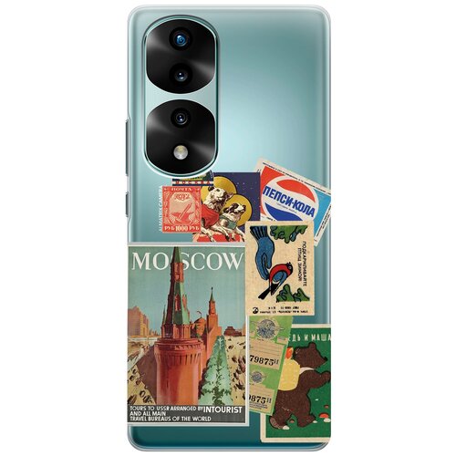 Силиконовый чехол на Honor 70 Pro / Honor 70 Pro+ / Хонор 70 / 70 Про Плюс с 3D принтом Soviet Stickers прозрачный силиконовый чехол на honor 70 хонор 70 с 3d принтом yuri gagarin stickers прозрачный