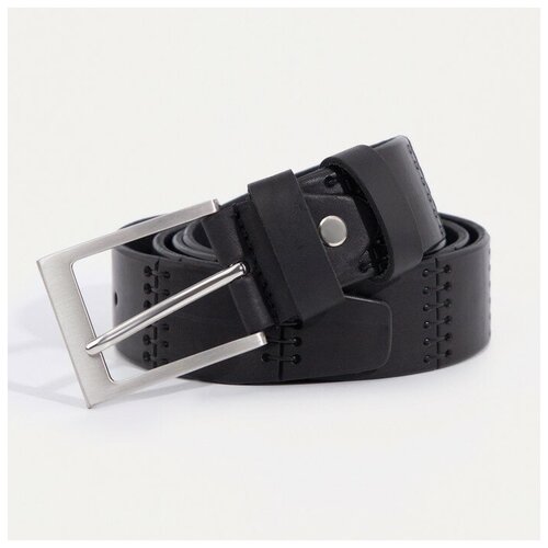 фото Ремень favorit, натуральная кожа, металл, длина 110 см., черный