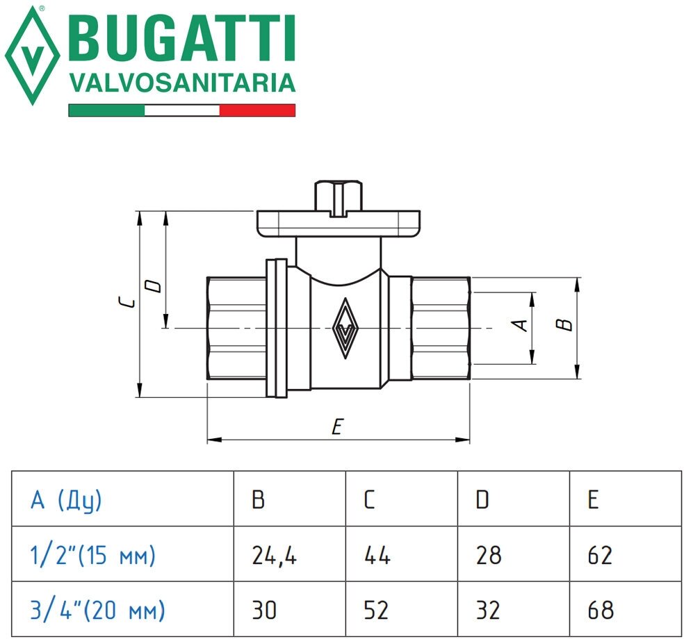 Система от протечек воды для Загородного дома 2 Premium (с 1 краном 3/4 (ДУ20)) Bugatti H2 UL1