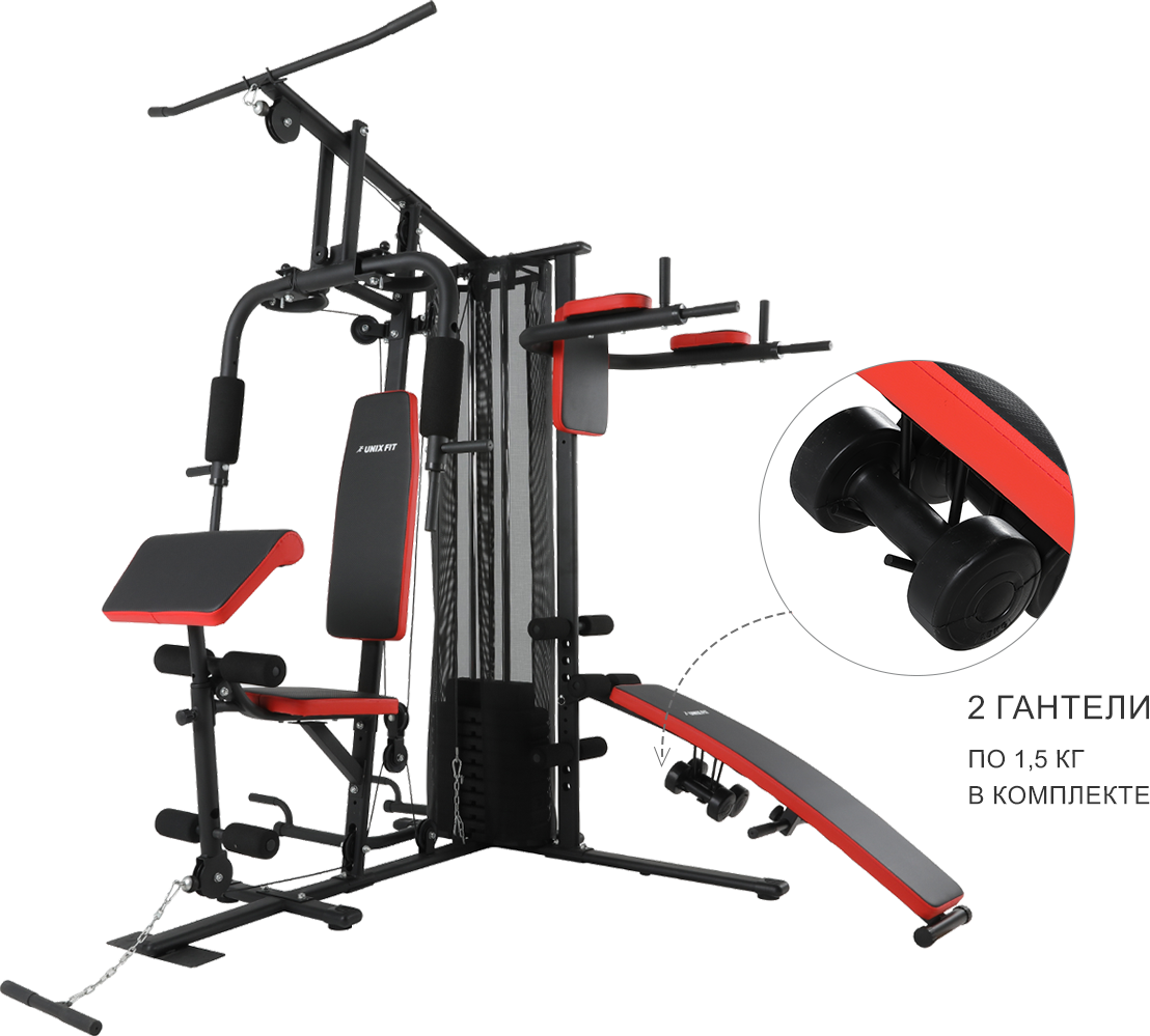 Силовой комплекс UNIX Fit BLOCK PRO. 2 гантели по 1,5 кг в комплекте.